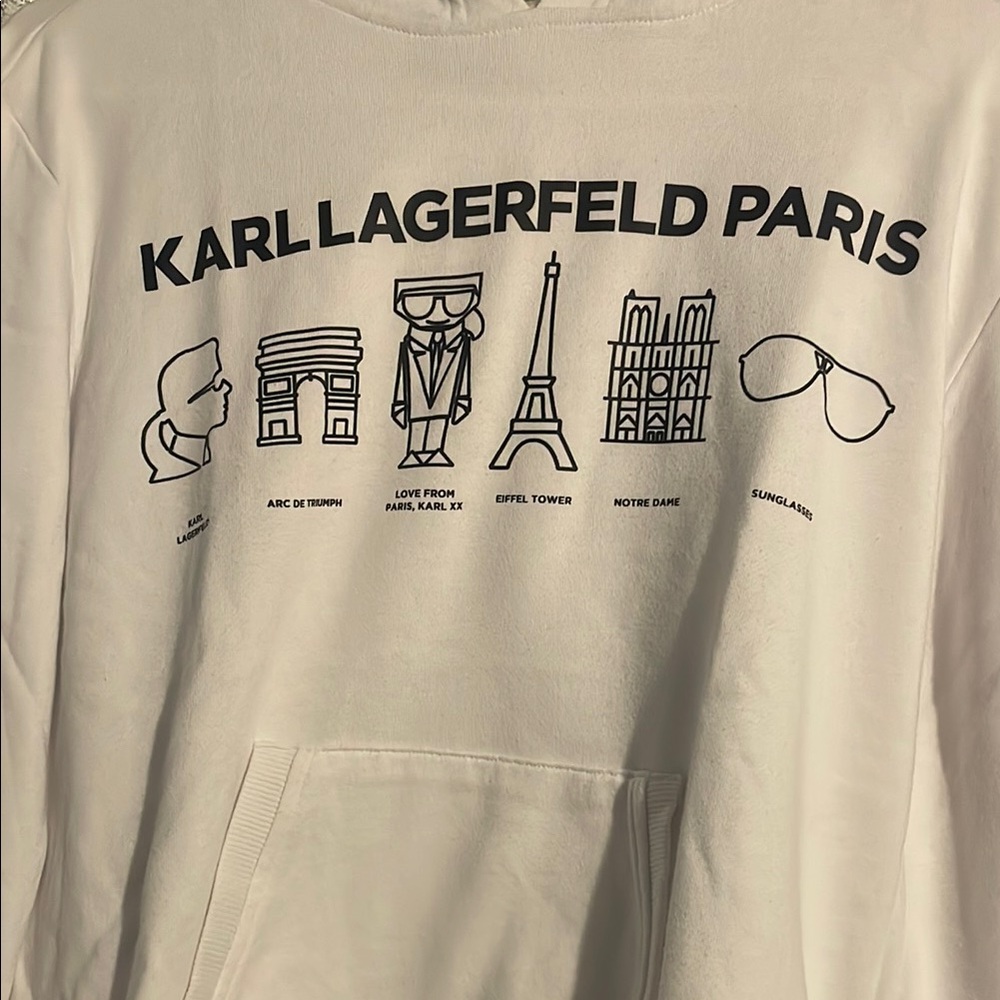 Karl Lagerfeld Paris White Graphic Hoodie